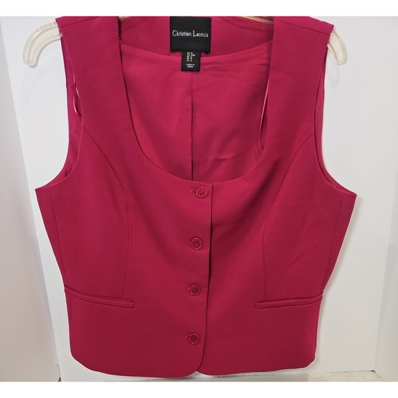 Christian Lacroix M Pink Sleeveless Dress Vest Square Neck - Picture 1 of 5